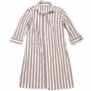 Caliban Tan Striped Button Down Shirt Dress